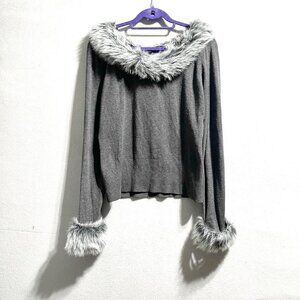 vintage INC petite top sweater with removable fur